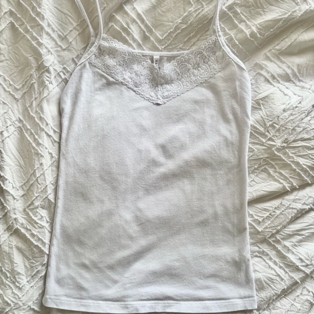 Y2K White Lace Trim Camisole